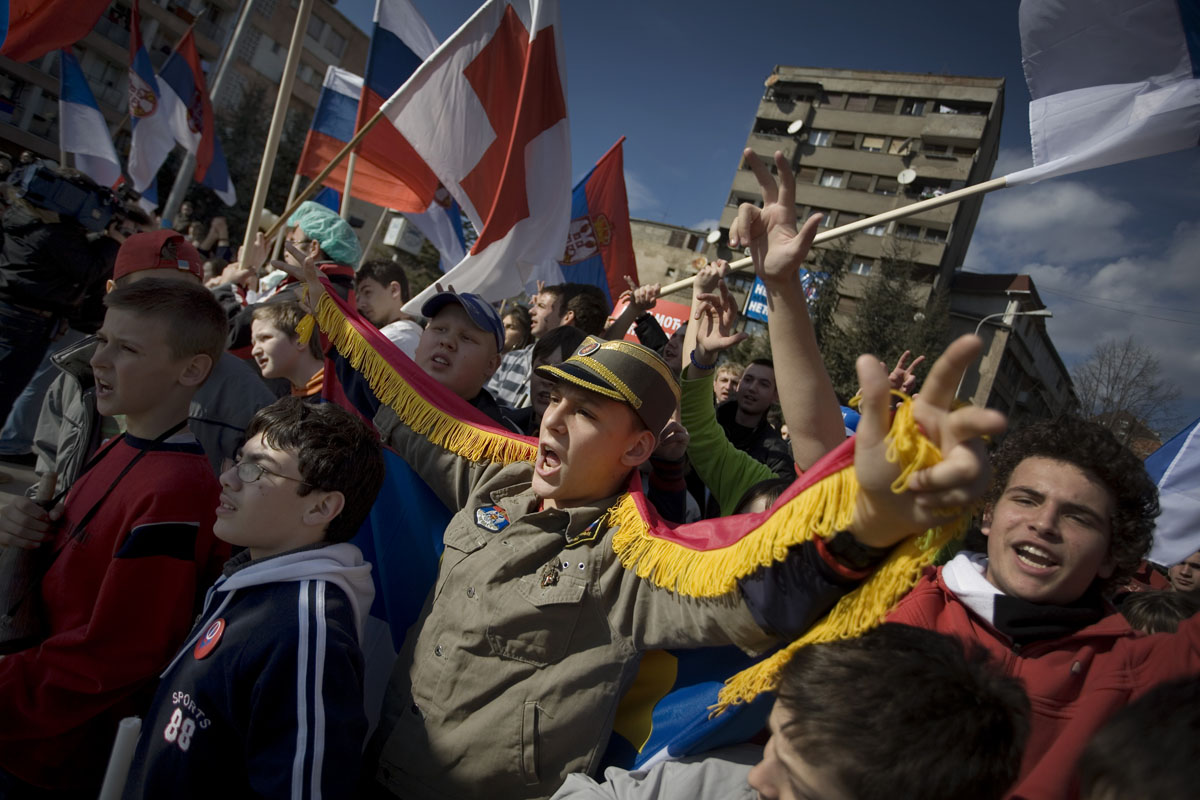 Kosovo Serbs stage a daily rally in the northern part of Mitrovica.