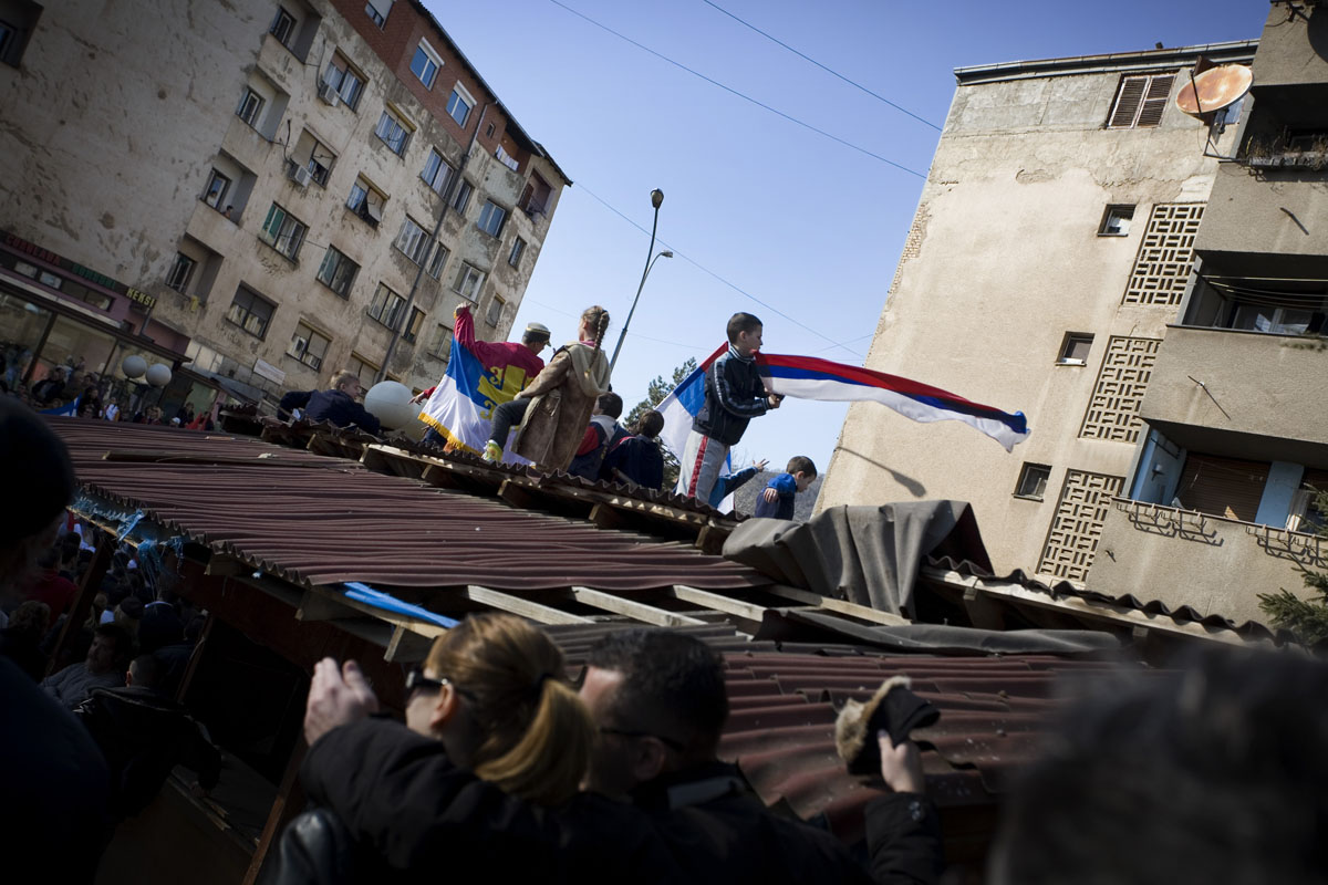 A Serb rally in the northern part of Mitrovica.